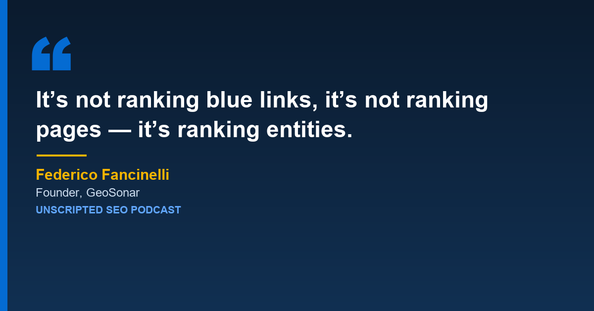 Federico Fancinelli: it is not ranking pages, it is ranking entities