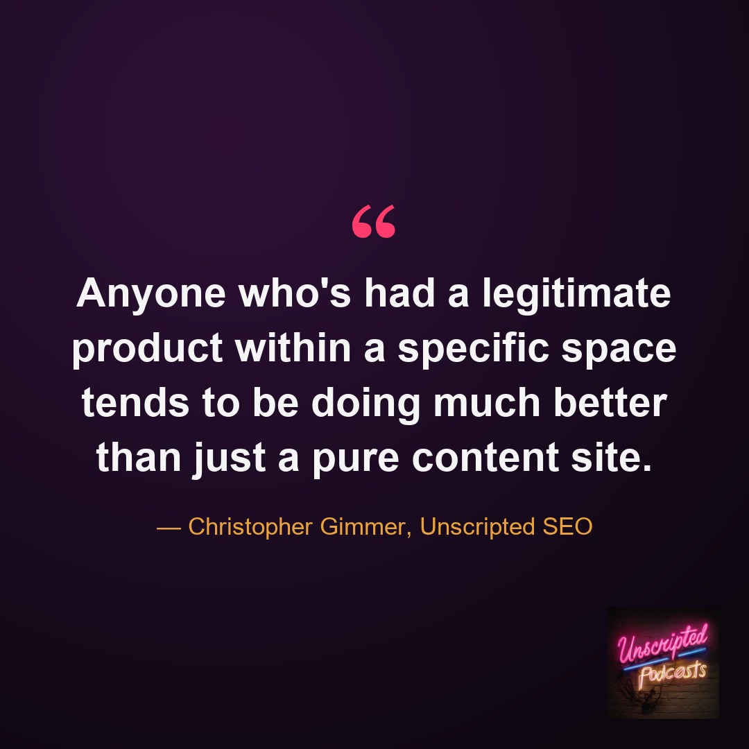Real products beat pure content sites — Christopher Gimmer