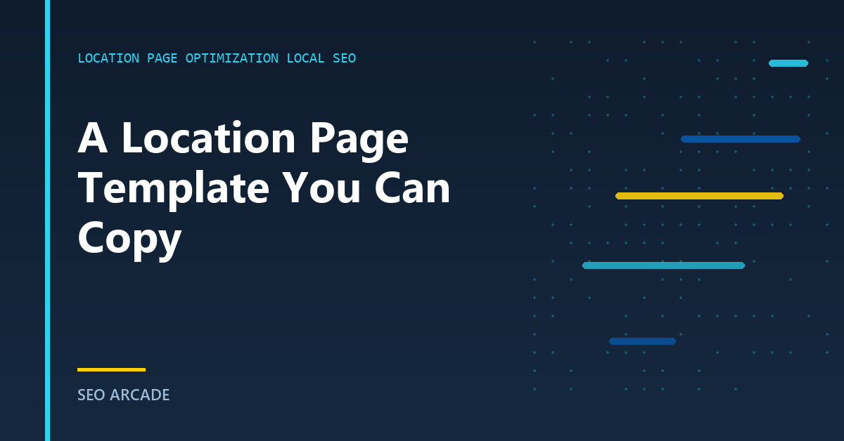 A wireframe of a location page block-by-block: local hero, service list, named technicians, local reviews, map and directions.