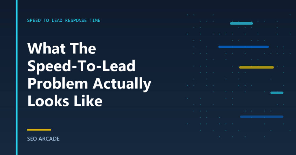 A title card introducing the speed-to-lead problem in service businesses: enquiries that arrive and are never answered.